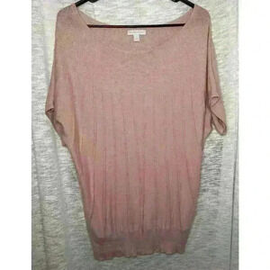 Women’s New York And Company Salmon Short Sleeve Lightweight Sweater Super Soft